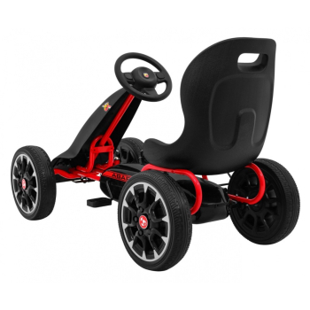 Gokart ABARTH na pedały dla dzieci Czarny + Koła EVA + Hamulec ręczny + Wolny bieg